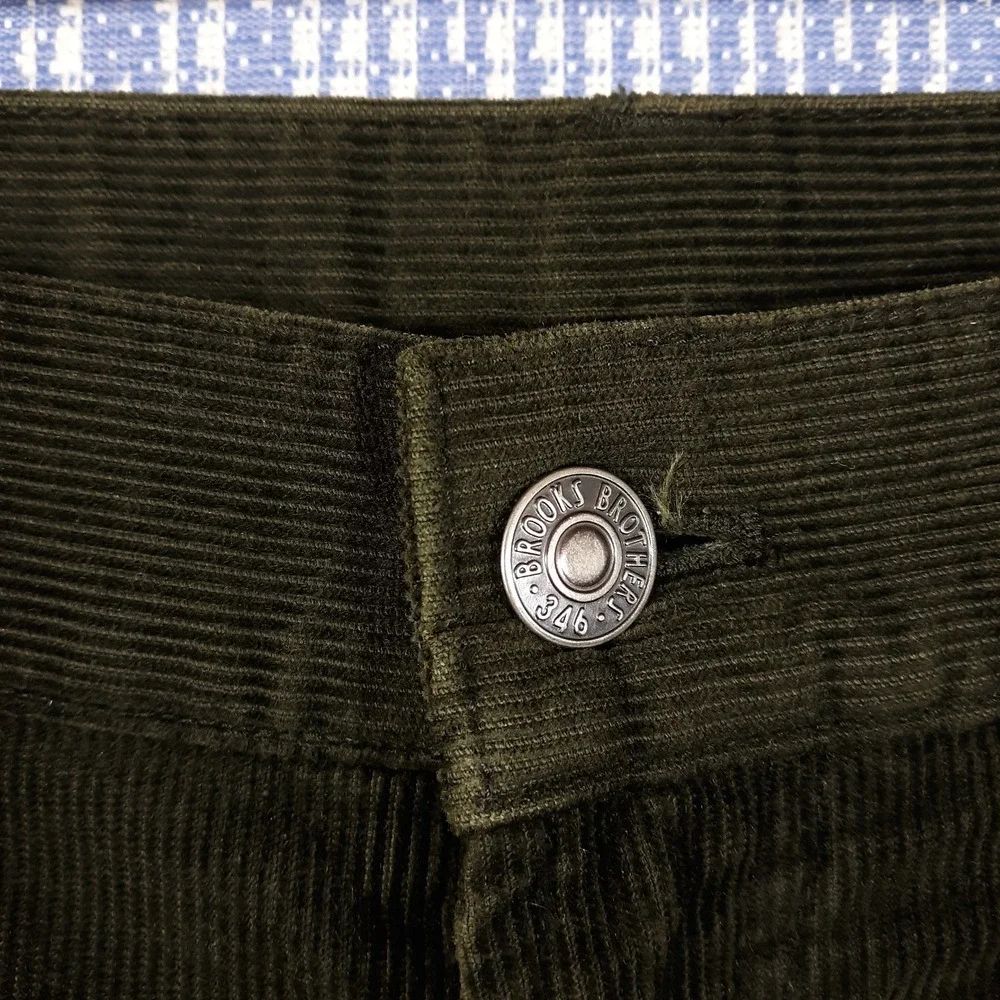 Brooks Brothers Corduroy Pants Mens Size 33 x 30 Dark Green Cotton Straight